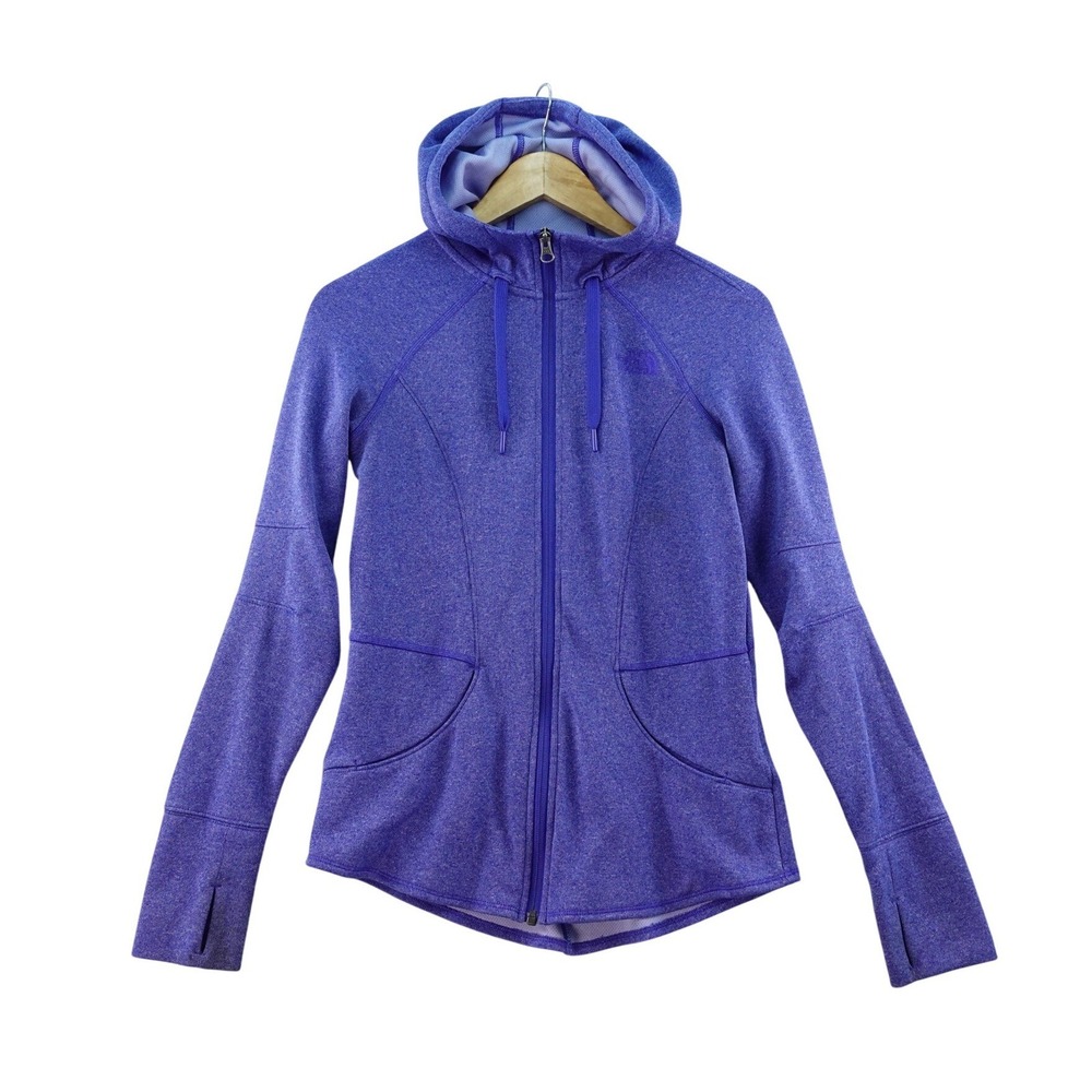 The North Face Womens S Full Zip Hoodie Purple Thumb Hole Jacket Outdoor Camping